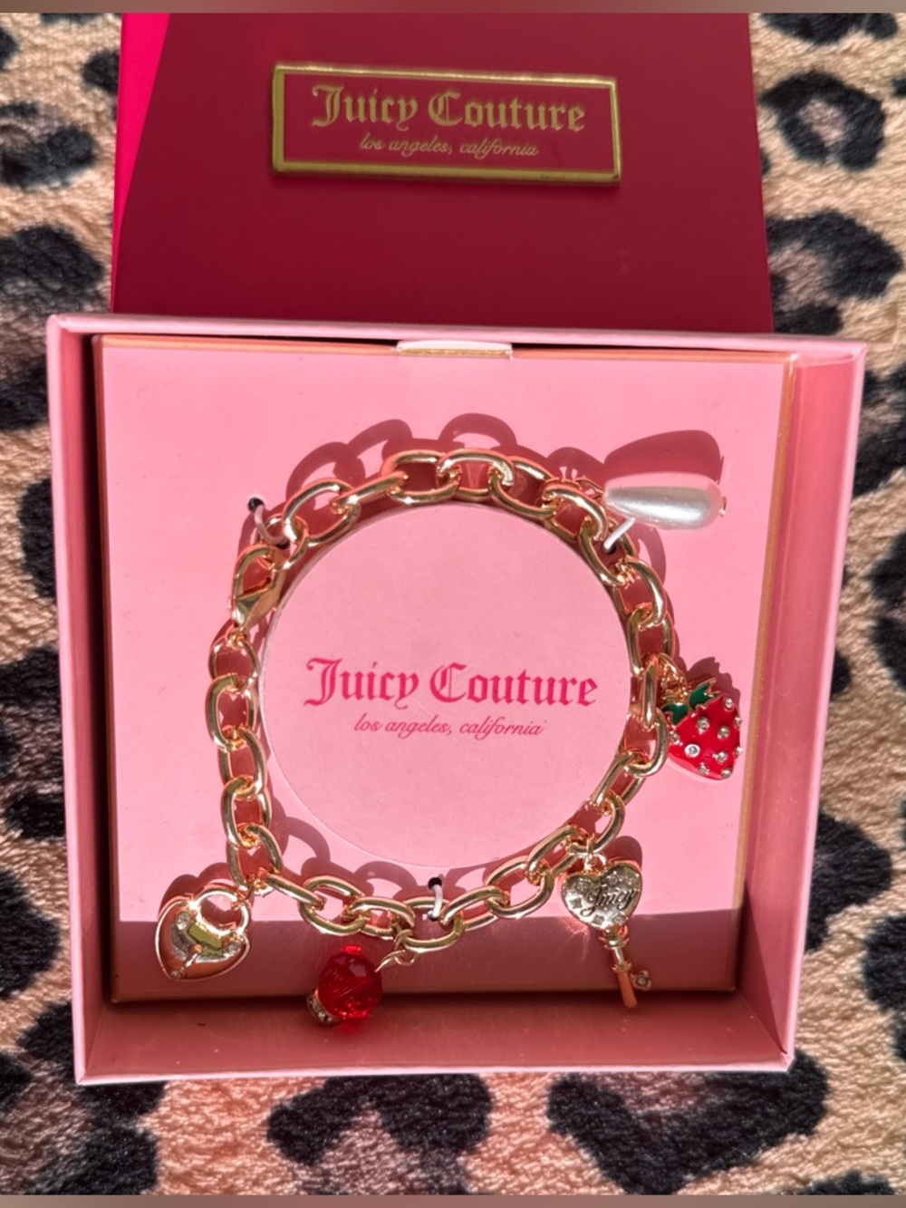 Juicy Couture Y2K Gold Strawberry Charm Bracelet